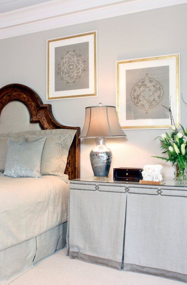 Inspiration for a mid-sized transitional master bedroom remodel in Atlanta with white walls
