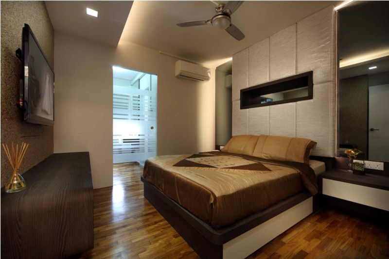 シンガポールにあるコンテンポラリースタイルのおしゃれな寝室のレイアウト