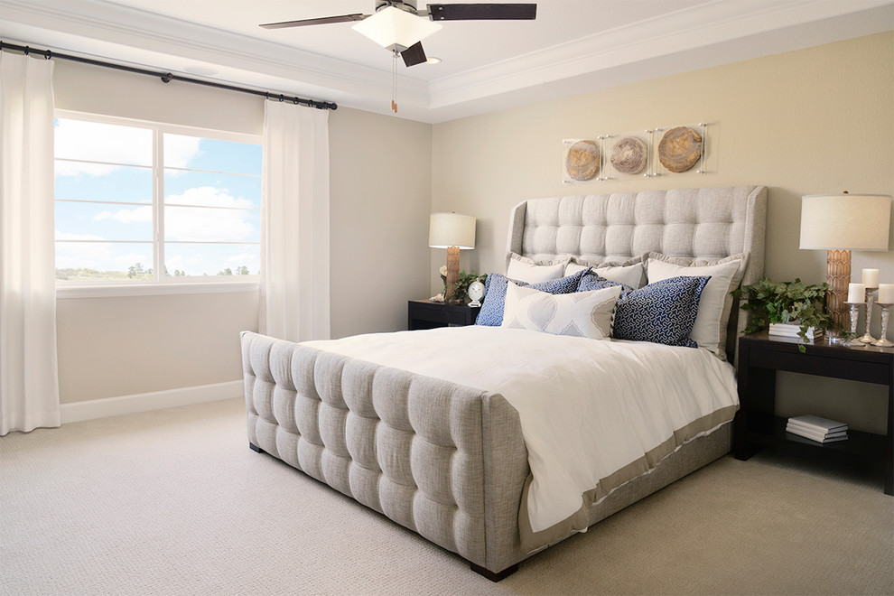 Bedroom - contemporary master carpeted bedroom idea in Denver