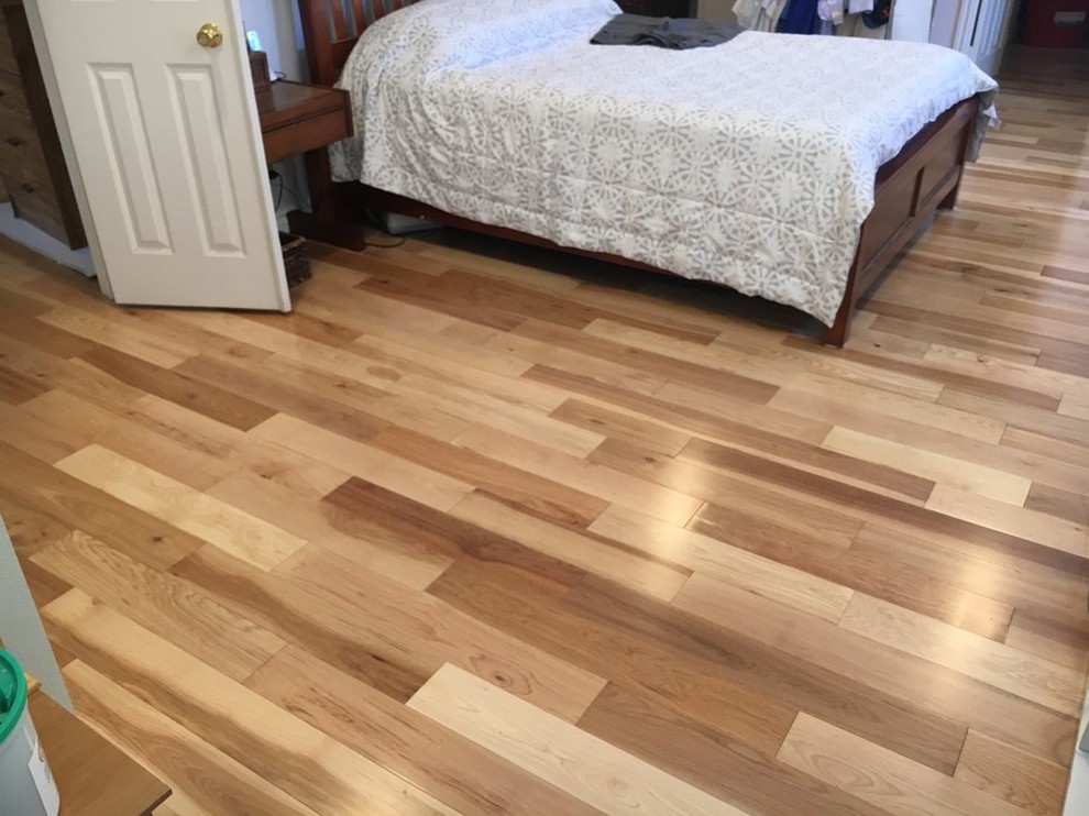 Hickory Solid Hardwood Installation Contemporary Bedroom Orange