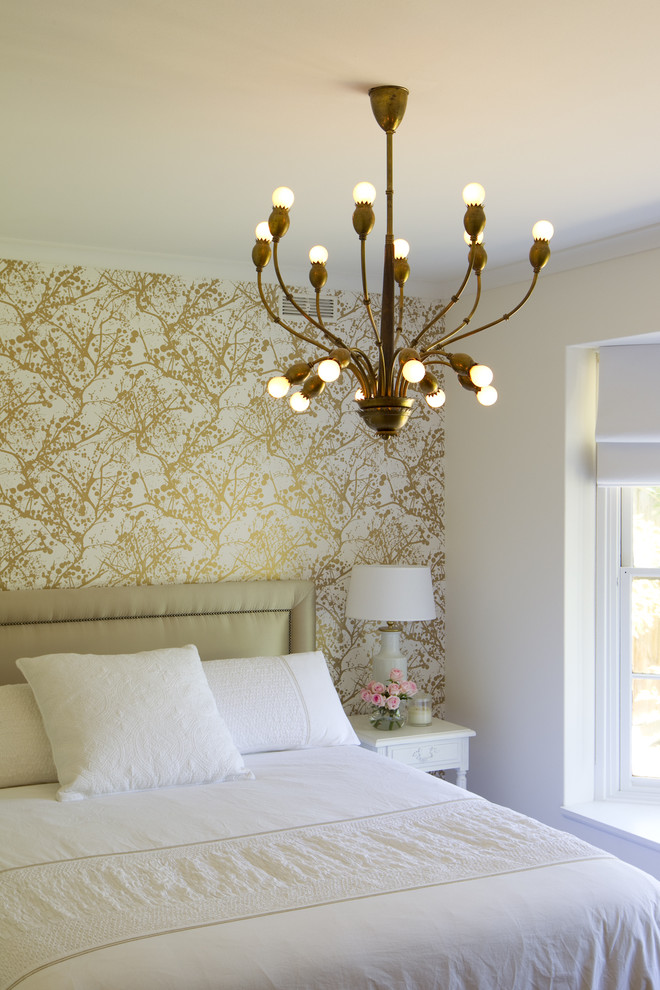 Inspiration for a contemporary bedroom remodel in Melbourne with multicolored walls