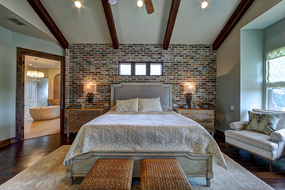 Свежая идея для дизайна: большая спальня в стиле рустика - отличное фото интерьера