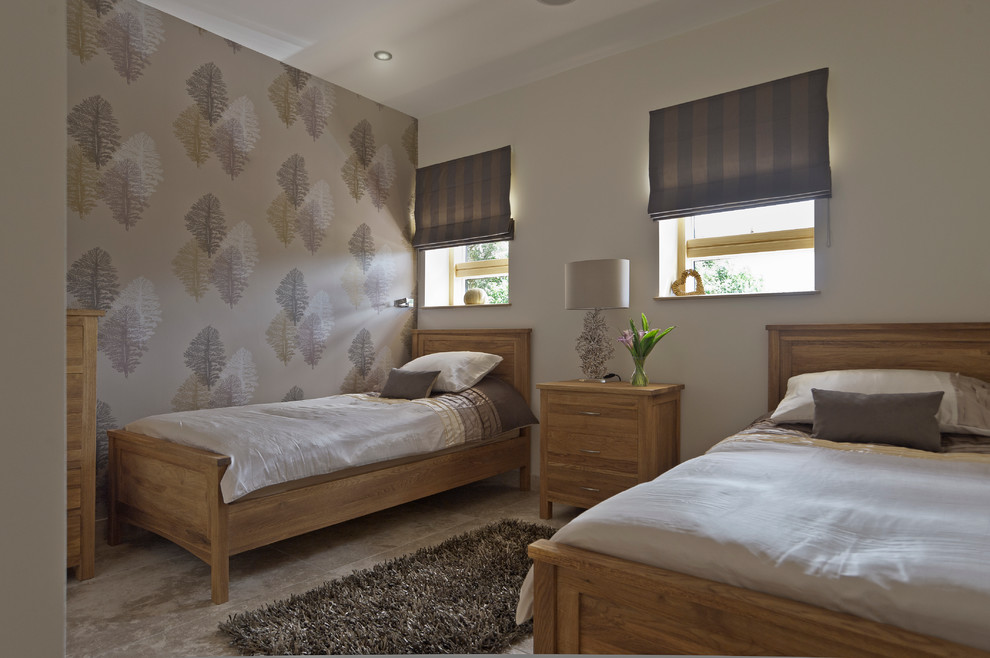 Trendy bedroom photo in Cardiff