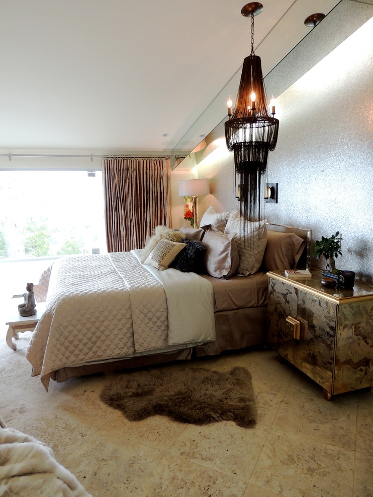Example of a transitional bedroom design in Austin