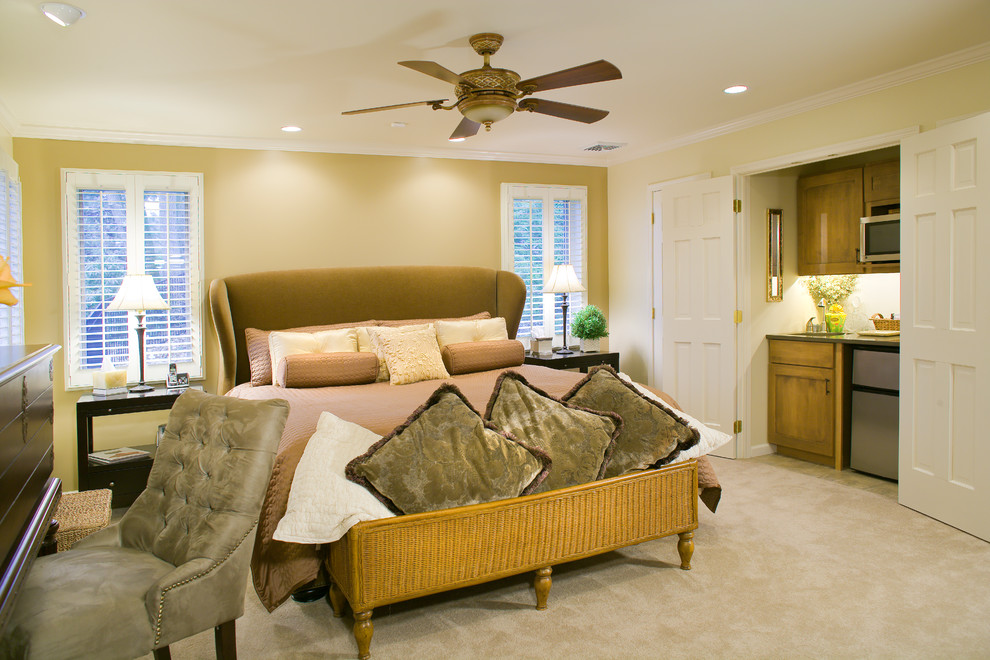 Design ideas for a large classic master bedroom in Philadelphia with beige walls, carpet and no fireplace.