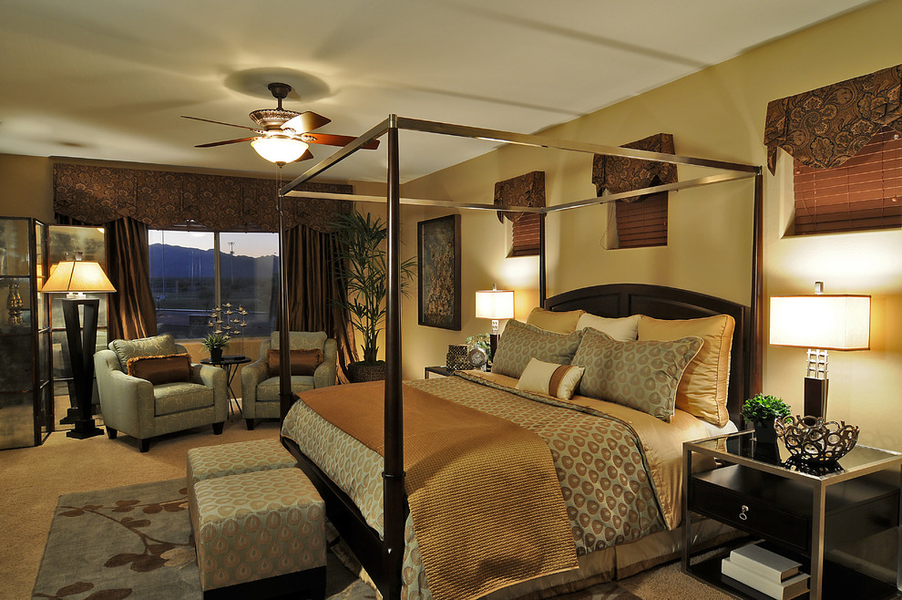 Example of a transitional bedroom design in Phoenix