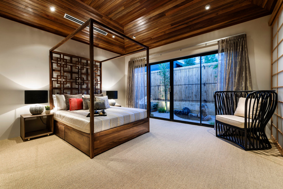 Inspiration for a zen bedroom remodel in Perth