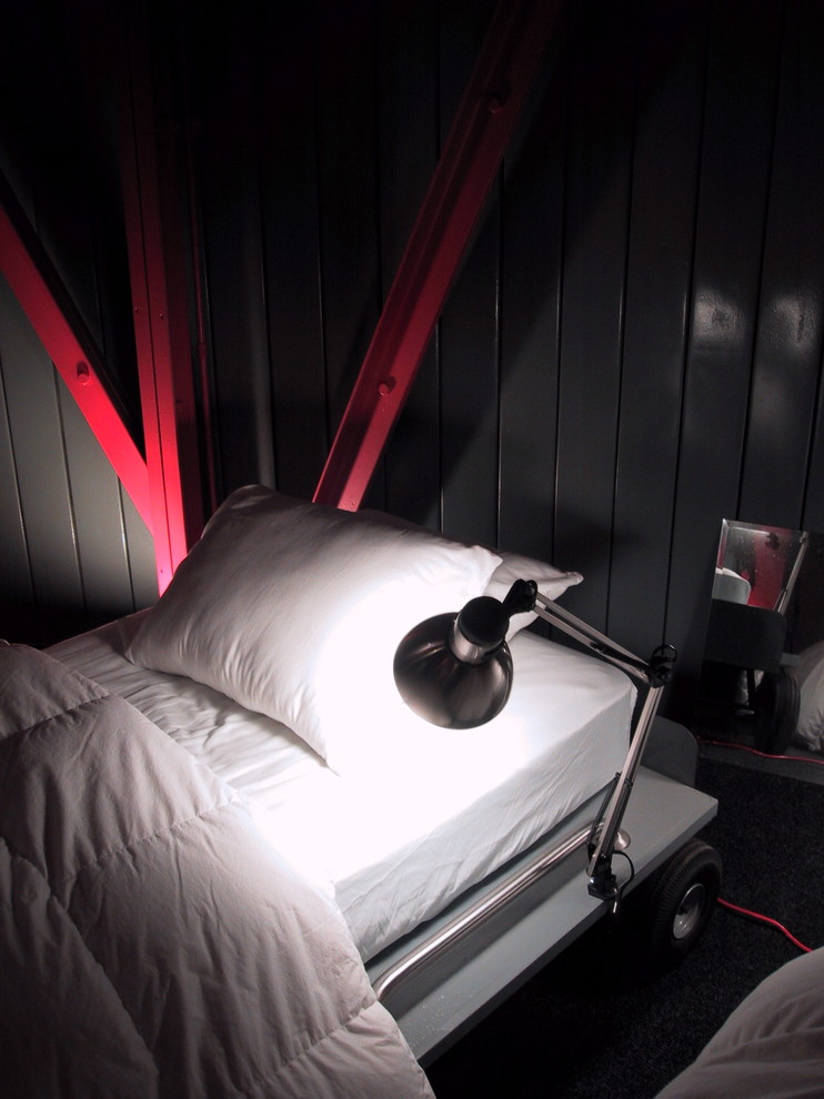 ニューヨークにあるインダストリアルスタイルのおしゃれな寝室のレイアウト