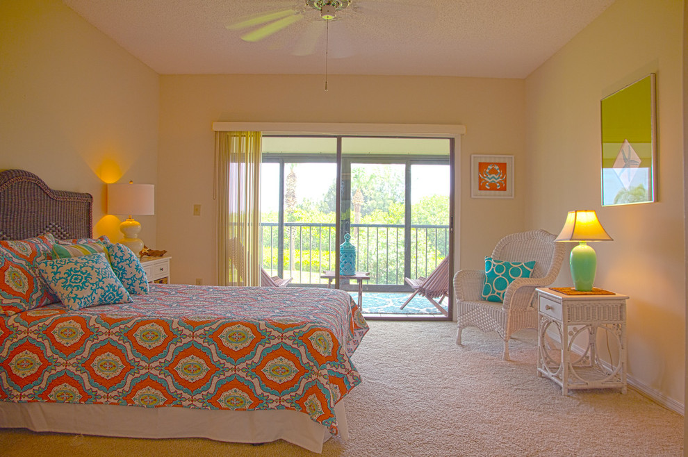 Example of a mid-sized beach style bedroom design in Miami
