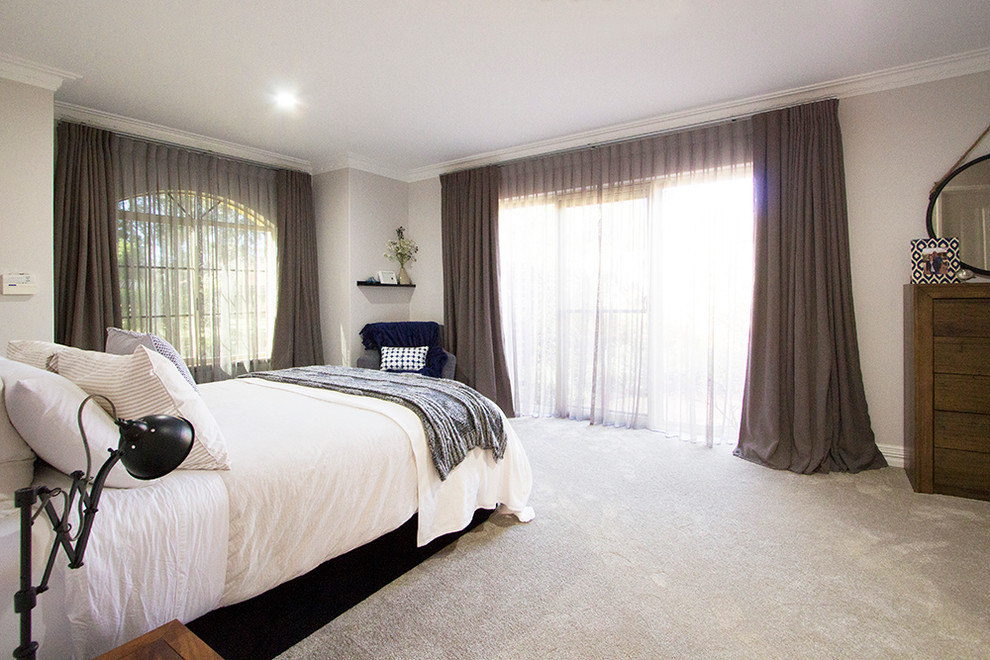 Design ideas for an industrial grey and cream bedroom in Perth.
