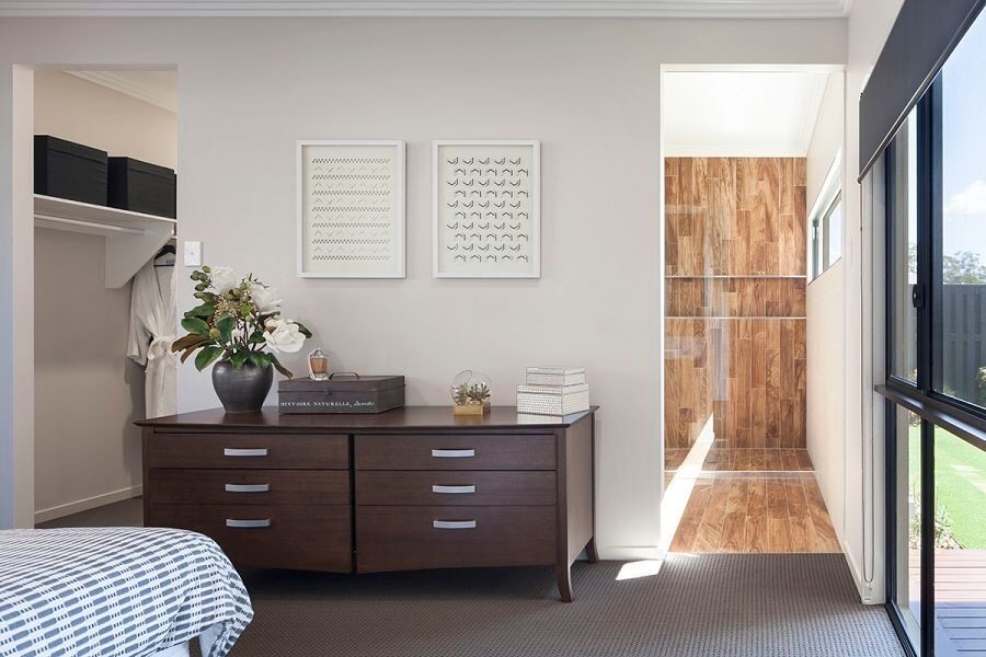Inspiration for a modern bedroom remodel in Brisbane