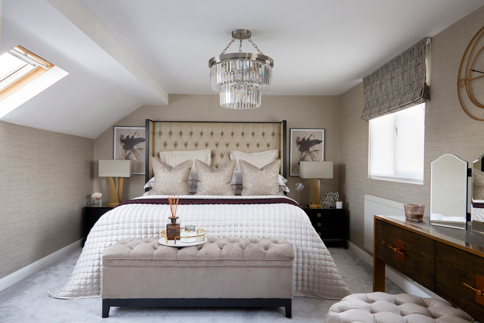 Design ideas for a contemporary bedroom in London.