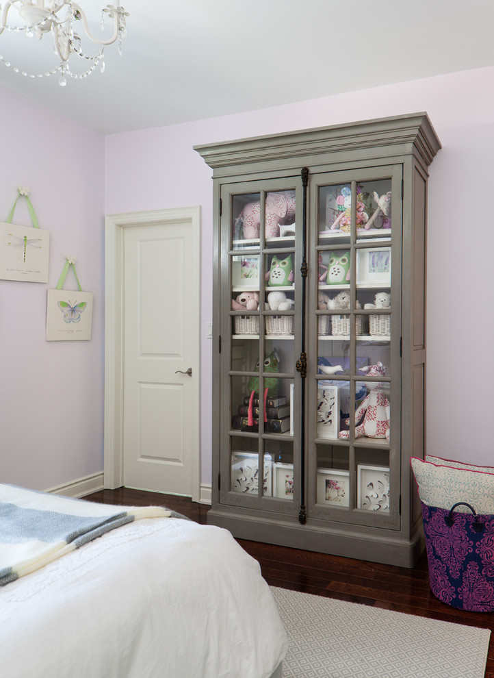 Design ideas for a classic grey and pink bedroom in Toronto.
