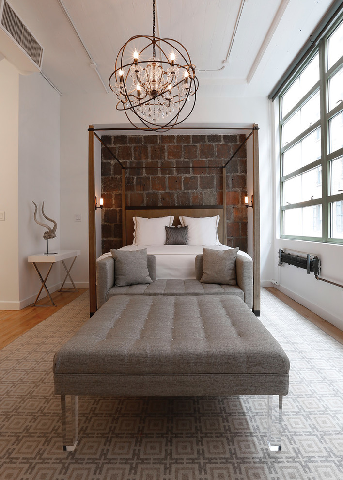 Photo of a contemporary bedroom in New York.