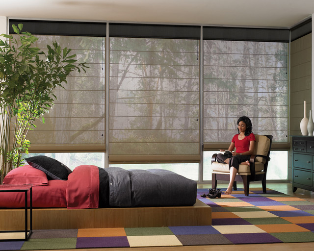 Hunter Douglas Motorized Shades Contemporain Chambre Dallas par