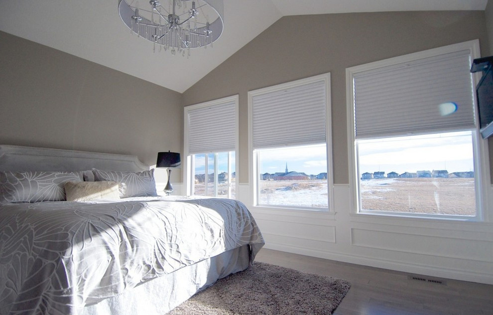 Photo of a contemporary bedroom in Calgary.
