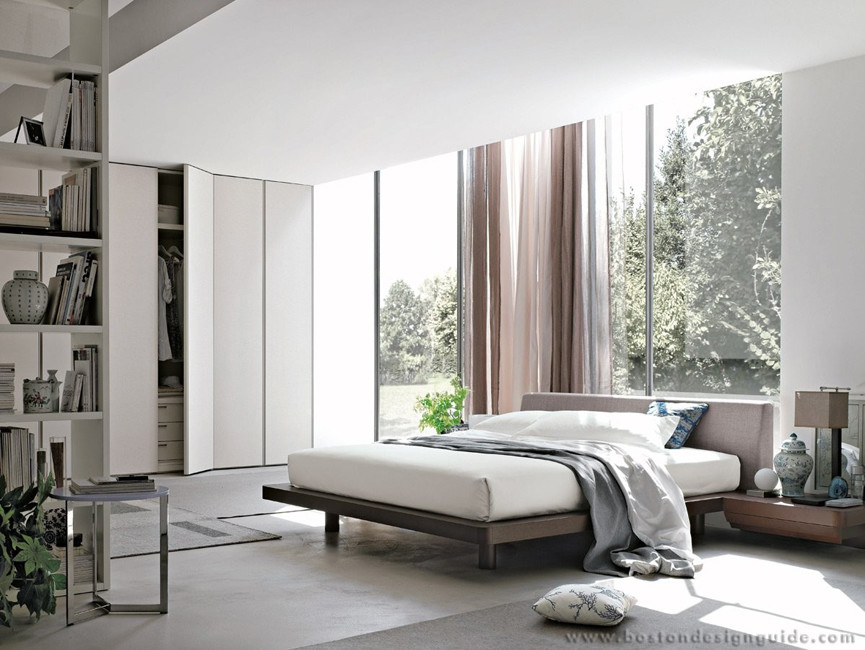 Inspiration for a modern bedroom in Boston.