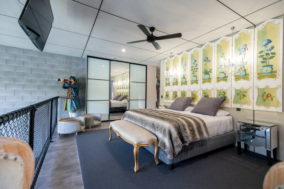サンシャインコーストにあるインダストリアルスタイルのおしゃれな寝室のレイアウト
