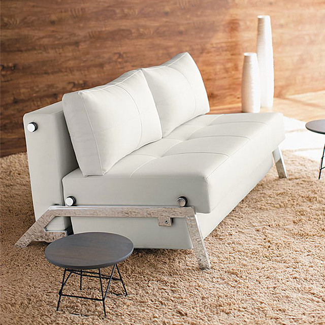 Innovation Living Cubed Deluxe White Leather Convertible Sofa Contemporáneo Dormitorio Seattle De Purehome Houzz Innovation Living Cubed Deluxe White, Leather Convertible Sofa