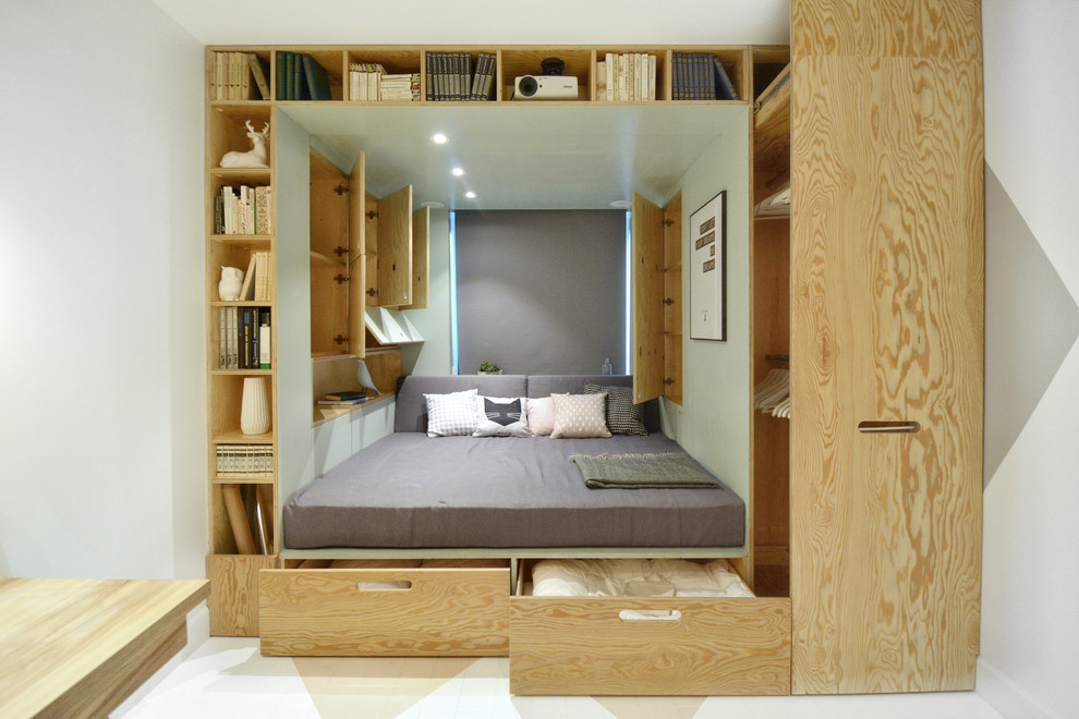 Esempio di una piccola camera da letto design