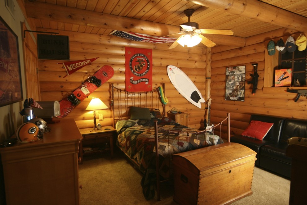 Bild på ett rustikt sovrum