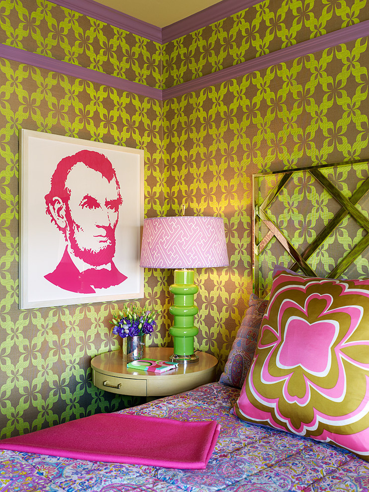 Bedroom - eclectic bedroom idea in San Francisco with multicolored walls