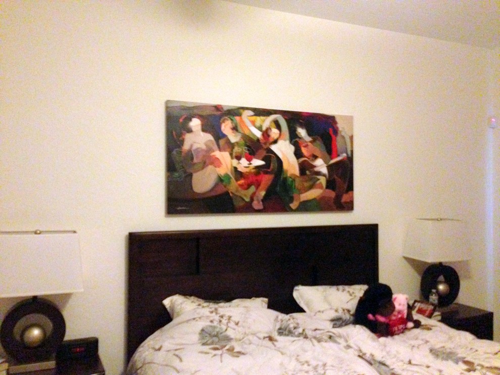 Foto på ett funkis sovrum