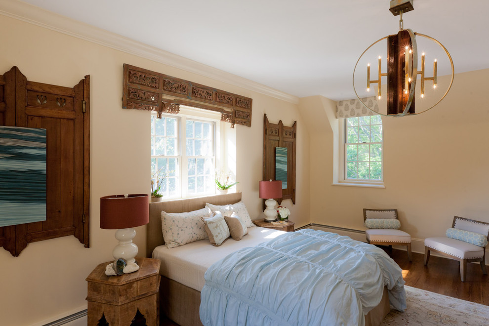 Example of an eclectic bedroom design in Portland Maine
