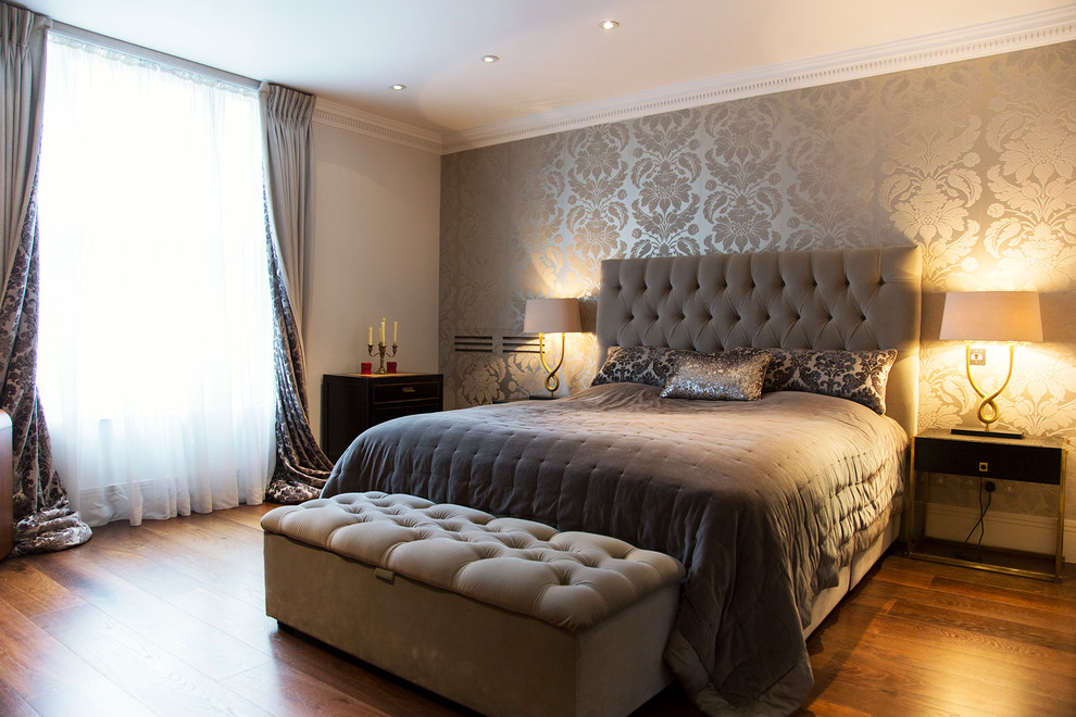 Inspiration for a large timeless master dark wood floor bedroom remodel in London