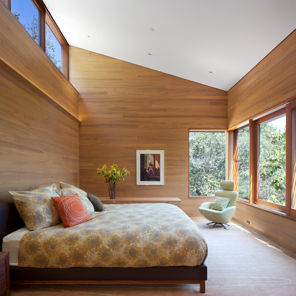 Example of a trendy bedroom design in San Francisco with no fireplace