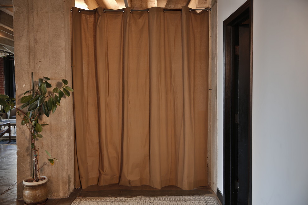 Khaki Tension Rod Room Divider Kit Modern Bedroom Chicago by