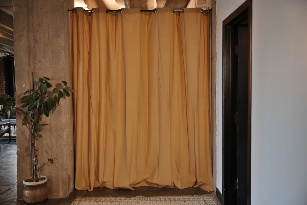 Khaki Tension Rod Room Divider Kit Modern Bedroom Chicago by