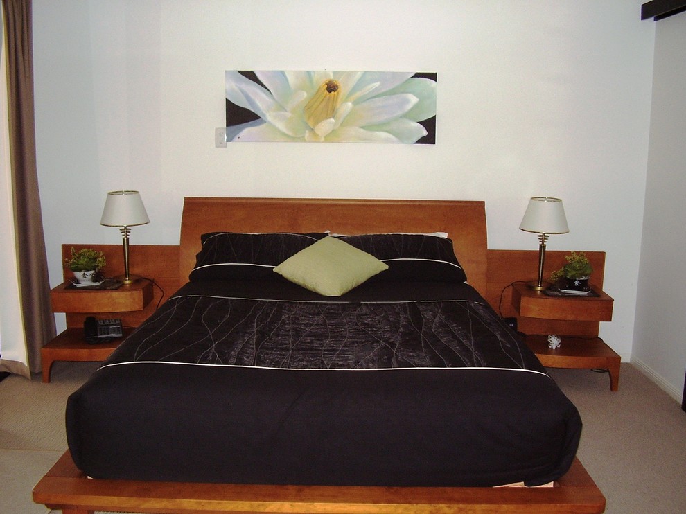 Inspiration for a modern bedroom remodel in Brisbane