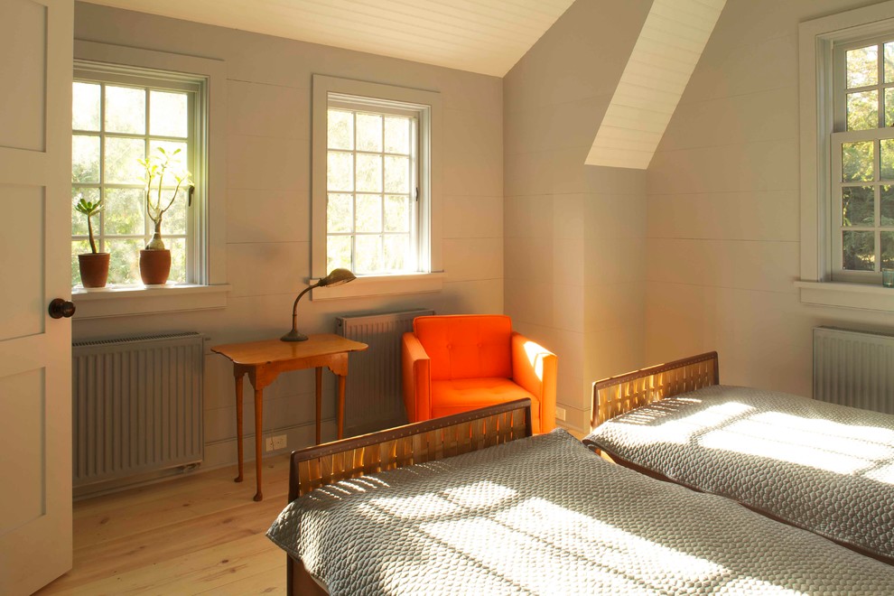 Farmhouse guest bedroom in New York.
