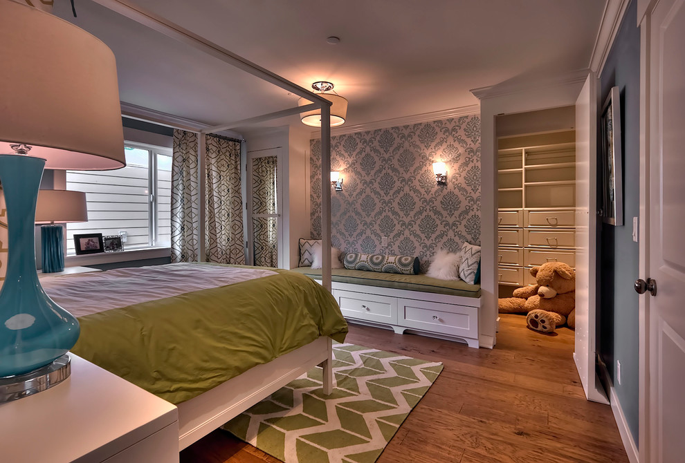 シアトルにあるトランジショナルスタイルのおしゃれな寝室のインテリア