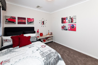 Red And Gray Bedroom - Photos & Ideas | Houzz