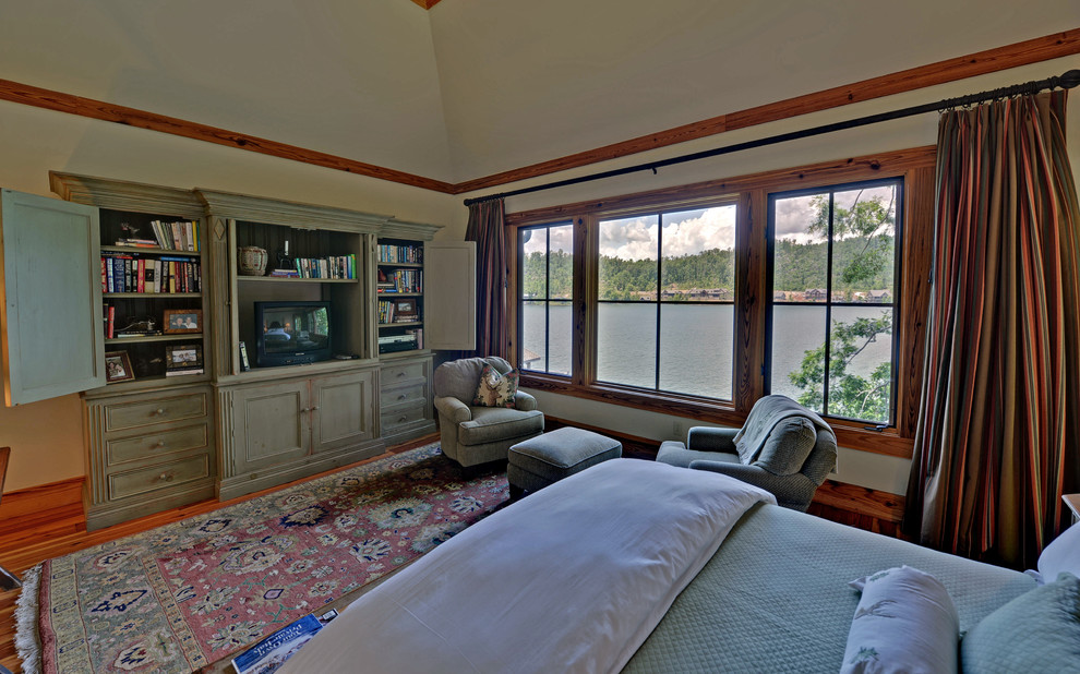 Photo of a rustic bedroom in Atlanta.