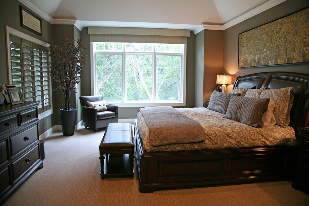 Cette image montre une chambre avec moquette traditionnelle.