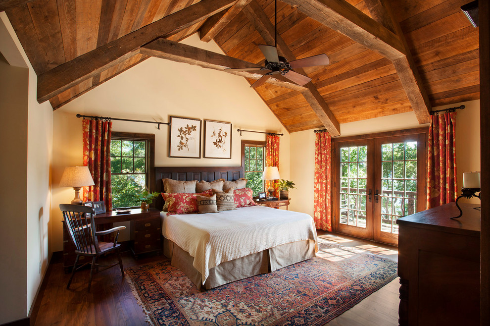 Example of a mountain style bedroom design in Other