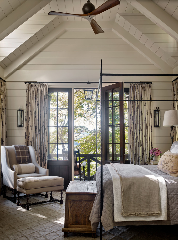 Bedroom - rustic bedroom idea with white walls