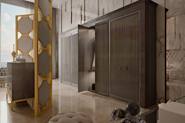 Large High End Italian Art Deco Inspired Fitted Wardrobe Modern