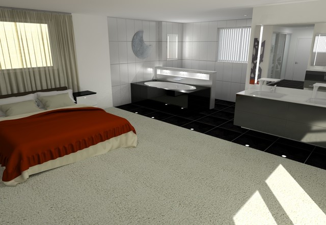 large open plan kitchen along with open plan bedroom en-suite and ...