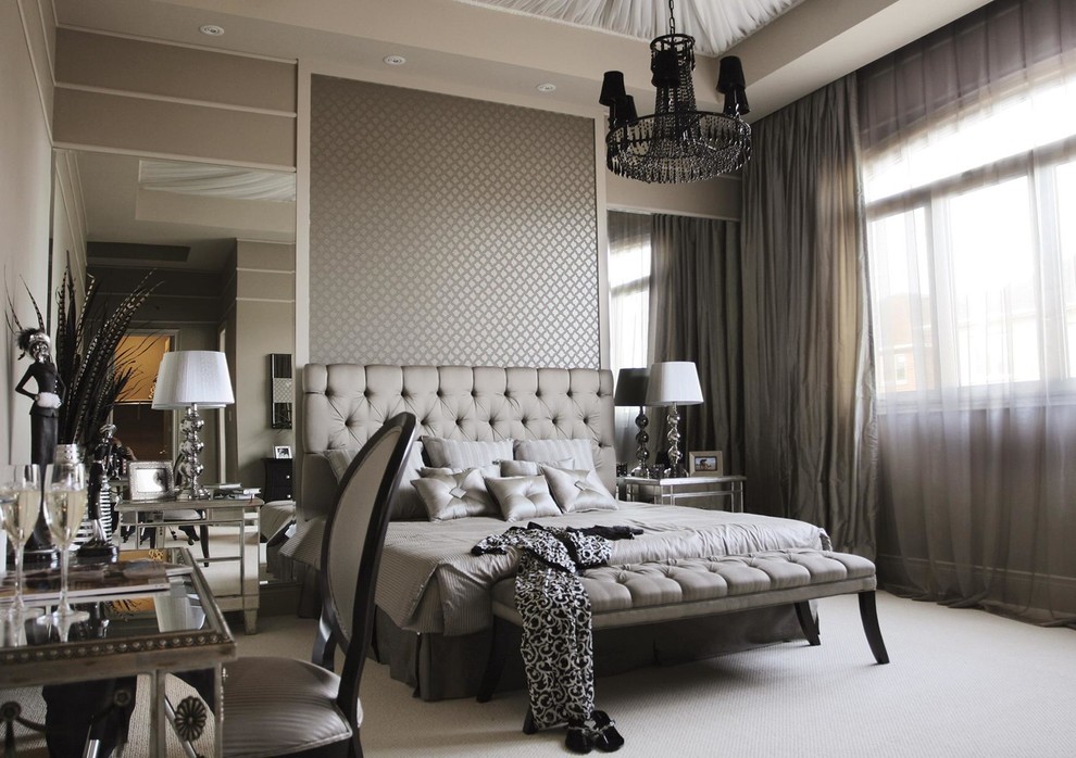 Design ideas for a medium sized victorian master bedroom in Adelaide with beige walls and beige floors.