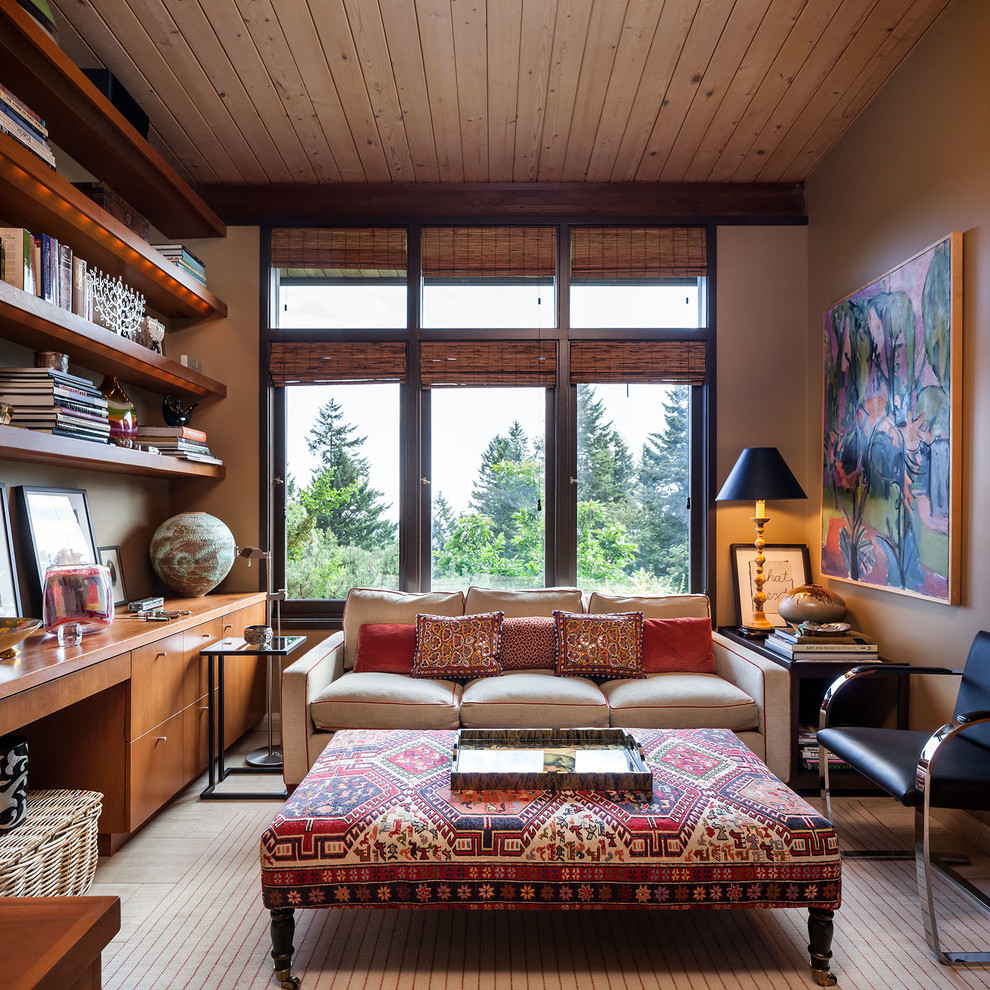 This is an example of a midcentury bedroom in Portland.