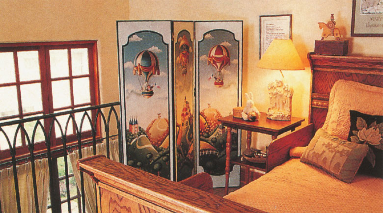 Expansive traditional mezzanine bedroom in San Luis Obispo with beige walls.