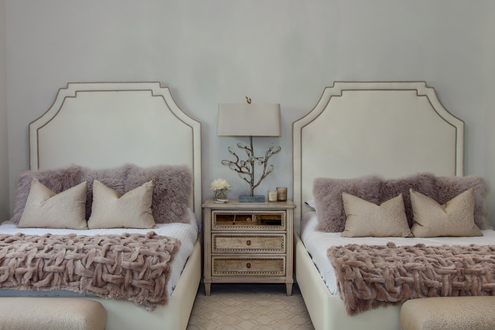 Inspiration for a small classic guest bedroom in Phoenix with beige walls, carpet and beige floors.