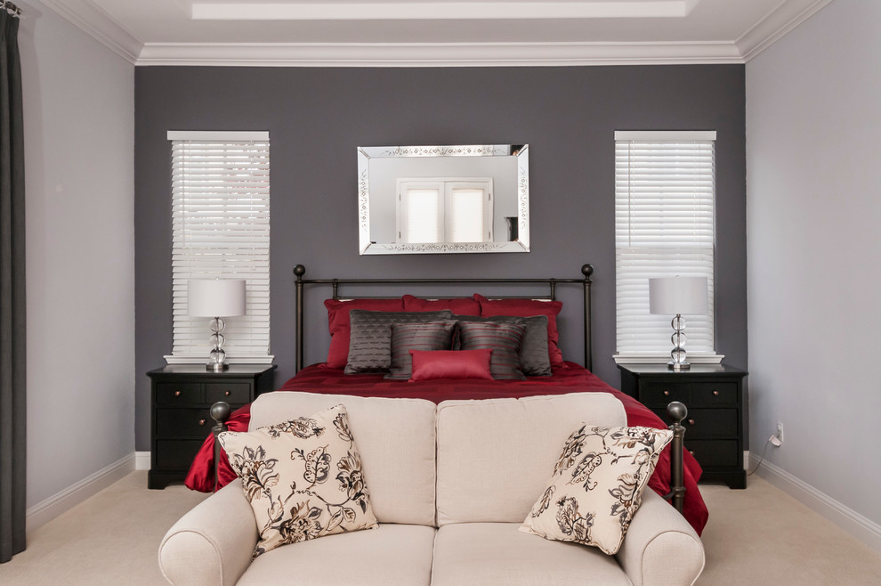 Livermore Gray and Red Master Bedroom - Contemporary - Bedroom - San