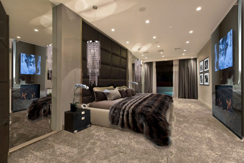Design ideas for a contemporary bedroom in Manchester.