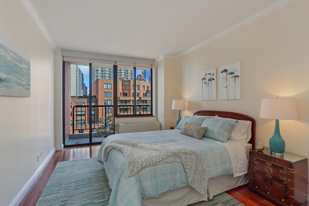 Small trendy bedroom photo in New York