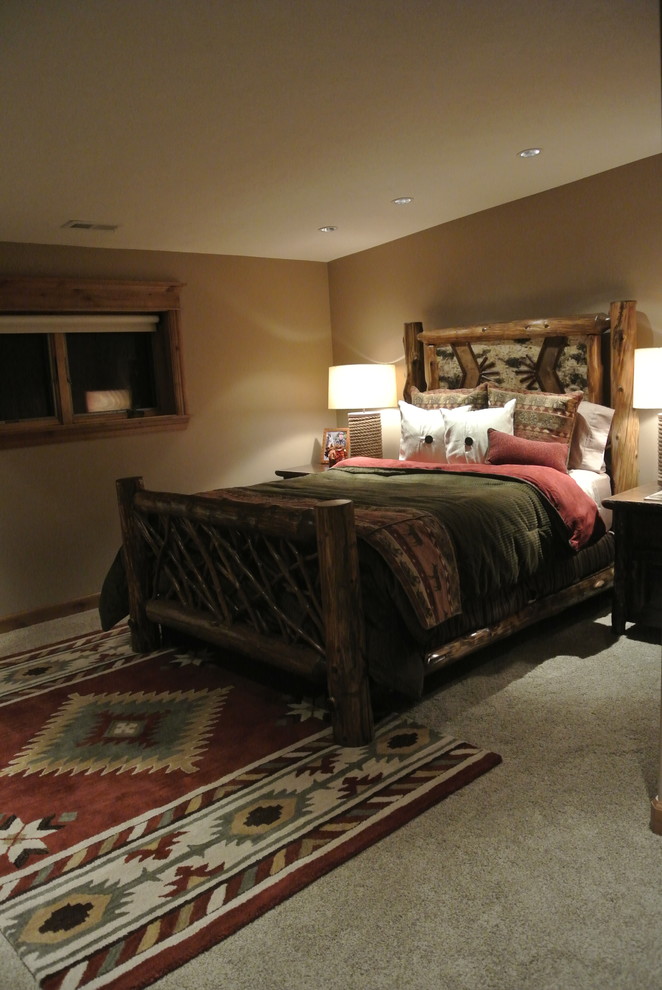 This is an example of a rustic bedroom in Omaha.